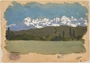 Watercolor of snowy mountains created by a Jewish soldier, 2nd Polish Corps