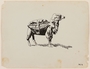 Drawing of a shaggy camel with pack created by a Jewish soldier, 2nd Polish Corps