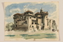 Watercolor study of a seaside castle created by a Jewish soldier, 2nd Polish corps