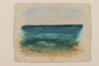 Watercolor of a blue/green sea created by a young Jewish soldier, 2nd Polish Corps