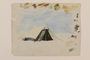 Watercolor of a soldier's tent created by a young Jewish soldier, 2nd Polish Corps