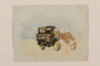 Watercolor sketch of a military transport truck created by a young Jewish soldier, 2nd Polish Corps