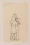 Small line drawing of a woman and a soldier dancing by a  young Jewsh soldier, 2nd Polish Corps