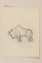 Pencil sketch of a horned bull drawn by a Jewish soldier, 2nd Polish Corps