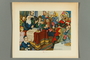 Print of an Arthur Szyk painting depicting an extended family celebrating Purim