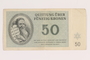 Theresienstadt ghetto-labor camp scrip, 50 (funfzig) kronen note, from Jewish Hungarian inmates