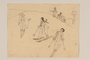 Pencil drawing of children skiing and sledding created by a hidden child