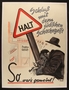 Antisemitic poster by Fips depicting a Jew banging his head in response to Nazi German business