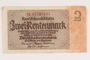 Nazi Germany, 2 Rentenmark note acquired by a US soldier