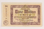 Ahrweiler District, Weimar Germany, 1 million mark note, acquired by a US soldier