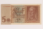 Nazi Germany, 5 mark note from the album of a Waffen-SS officer acquired by an American soldier