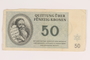 Theresienstadt ghetto-labor camp scrip, 50 kronen note, acquired by an inmate