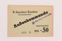 Buchenwald Aussenkommando scrip for SS Ko. Rottleberode, -.50 Reichsmark