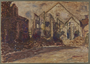 Gouache of destroyed buildings after the Warsaw Ghetto Uprising by a ghetto inmate
