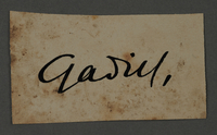 1995.89.1057 front
Signature of Fritz Gadiel, head of the Graphics Department in the Kovno ghetto

Click to enlarge