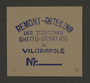 Ink stamp impression from the Repairs Department of the Ghetto Gemeinde in the Kovno ghetto