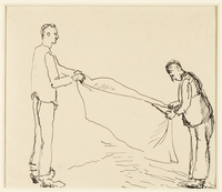 1988.1.39 front
Drawing of two men folding a blanket by a German Jewish internee

Click to enlarge