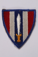 2011.447.11.4 front
US Army, European Civil Affairs Division shoulder sleeve patch worn by a Jewish soldier

Click to enlarge