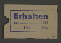 1995.89.802 front
Ink stamp impression from an administrative department of the Kovno ghetto

Click to enlarge