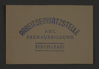 1995.89.859 front
Ink stamp impression from an administrative department of the Kovno ghetto

Click to enlarge