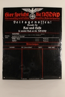 1995.97.1 front
Metal announcement board used by NSDAP

Click to enlarge