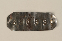 1996.130.1 front
Metal tag issued to inmate in Melk concentration camp

Click to enlarge
