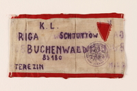 1989.317.1 front
Armband inscribed with camp names where the Polish Jewish inmate was imprisoned

Click to enlarge