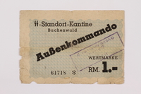 1996.50.1 front
Buchenwald Aussenkommando scrip for HASAG slave labor camp, 1 Reichsmark, given to a Jewish refugee

Click to enlarge