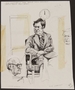 Drawing of a Holocaust survivor tesifying at trial of accused Latvian war criminal