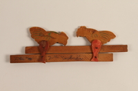 1996.76.3 front
Handmade, moveable, wooden chicken toy purchased for a German Jewish girl after her liberation from Theresienstadt

Click to enlarge