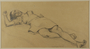 Drawing of a woman sleeping on her back by a German Jewish internee