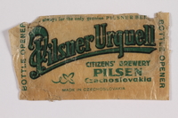 2014.480.75 front
Packaging from Pilsner Urquelle beer bottle opener, Pilsen, Czechoslovakia

Click to enlarge