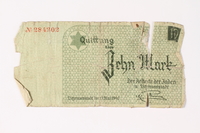 1987.90.14 front
Łódź (Litzmannstadt) ghetto scrip, 10 mark note

Click to enlarge