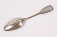 2012.485.9 back
Silver fiddle patterned tablespoon saved by German Jewish refugees

Click to enlarge