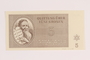Theresienstadt ghetto-labor camp scrip, 5 kronen note
