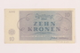 Theresienstadt ghetto-labor camp scrip, 10 kronen note, acquired by a Jewish refugee