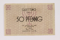1990.16.40 front
Łódź ghetto scrip, 50 pfennig note

Click to enlarge
