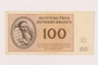 Theresienstadt ghetto-labor camp scrip, 100 kronen note