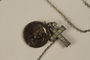 Necklace with two pendants, a cross and the Virgin Mary