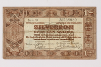 1990.23.196 front
Netherlands, 1 gulden silver voucher, kept by a Dutch Jewish woman in hiding

Click to enlarge