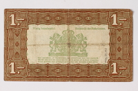1990.23.197 back
Netherlands, 1 gulden silver voucher, kept by a Dutch Jewish woman in hiding

Click to enlarge