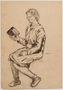 Portrait of her mother reading a book by a Jewish artist