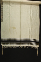 2007.471.4 front
Tallit with dark blue stripes on each end buried for safekeeping

Click to enlarge