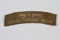 2007.492.4 front
Jewish Brigade Group embroidered shoulder title patch worn by a Brigade soldier

Click to enlarge