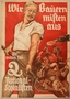 Pro-Nazi election poster with a farmer using a pitchfork against the bourgeoisie