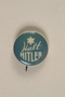 Halt Hitler blue and white anti-Nazi propaganda pin with a Star of David