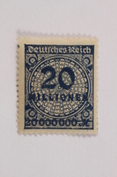 2006.265.115 front
Postage stamp, 20 mark, issued in Germany during hyperinflation in the Weimar Republic

Click to enlarge
