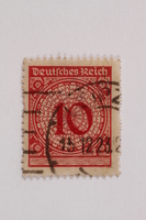 2006.265.127 front
Postage stamp, 10 mark, issued in Germany during hyperinflation in the Weimar Republic

Click to enlarge