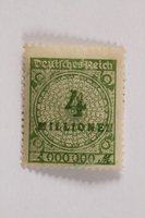 2006.265.150 front
Postage stamp, 4 million mark, issued in Germany during hyperinflation in the Weimar Republic

Click to enlarge