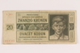 German occupation currency note, 20 kronen,  issued in the Protectorate of Bohemia and Moravia